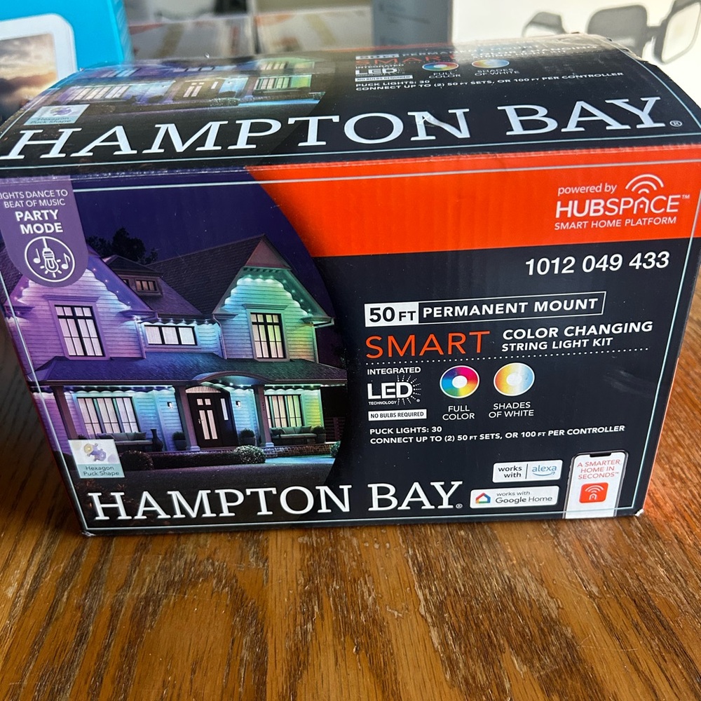 Hampton Bay Smart Color-Changing LED String Light Kit - Black